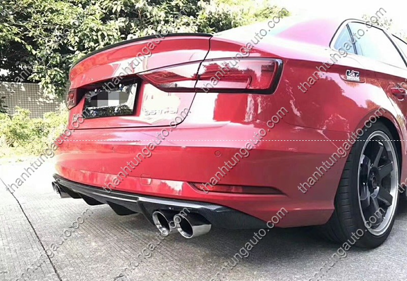 Lip sau chia 2 pô cho Audi A3-S3 Sedan 2017-2018 mẫu carbon