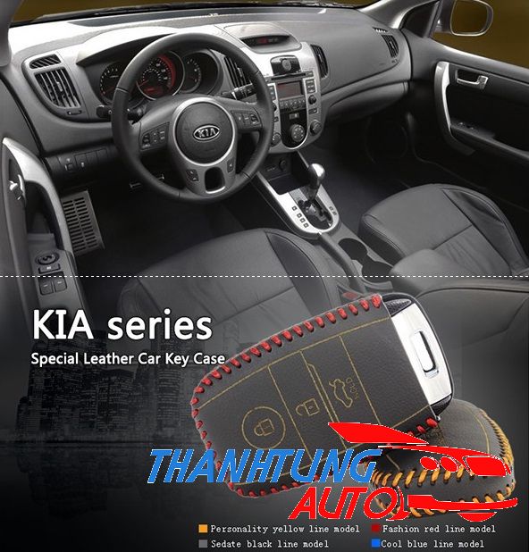 Bao da bọc chìa khóa cho xe Kia Sportage 2014 mẫu khâu tay